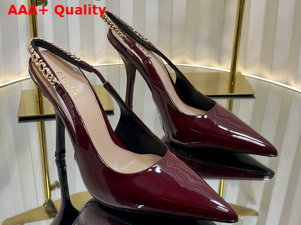 Gucci Signoria Slingback Pump in Rosso Ancora Red Patent Leather 783821 Replica