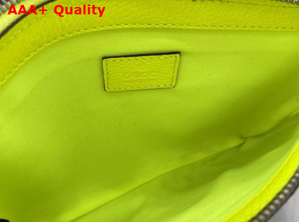 Gucci Small Pouch with Print Beige and Dark Brown GG Monogram Coated Fabric with Acid Green Leather Trim 838753 Replica