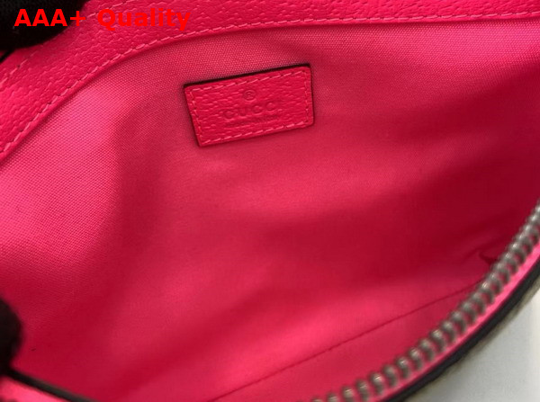Gucci Small Pouch with Print Beige and Dark Brown GG Monogram Coated Fabric with Bright Pink Leather Trim 838753 Replica