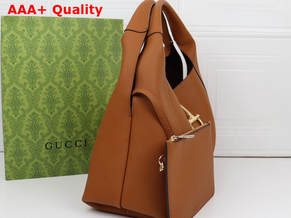 Gucci Softbit Maxi Shoulder Bag in Brown Grainy Leather 837466 Replica
