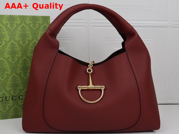 Gucci Softbit Maxi Shoulder Bag in Rosso Ancora Red Grainy Leather 837466 Replica