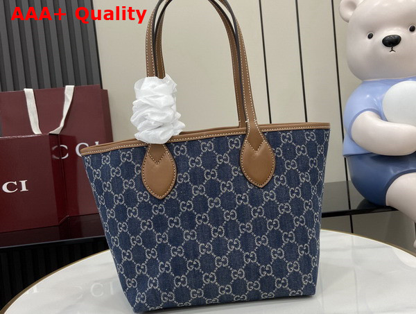 Gucci Totissima Small Tote Bag in Blue GG Denim 820496 Replica