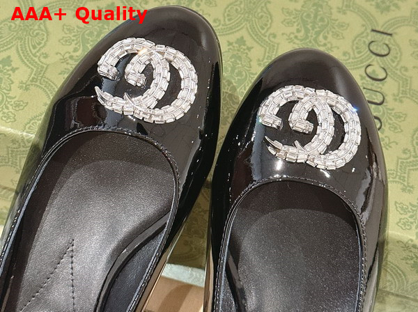 Gucci Womens Ballet Flat with Double G in Black Patent Leather Replica