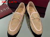 Gucci Womens GG Crystal Gucci Jordaan Loafer in Nude GG Mesh with Crystals 835483 Replica