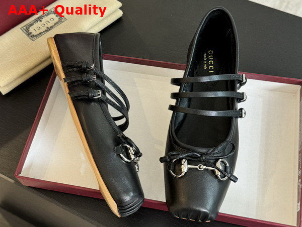 Gucci Womens Gucci Horsebit Ballet Flat in Black Leather 814318 Replica