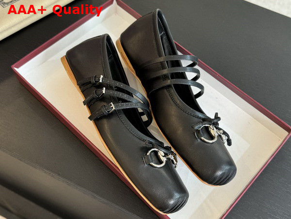Gucci Womens Gucci Horsebit Ballet Flat in Black Leather 814318 Replica