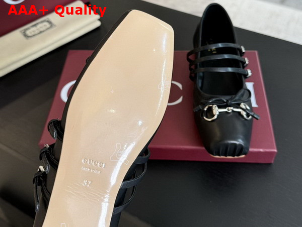 Gucci Womens Gucci Horsebit Ballet Flat in Black Leather 814318 Replica