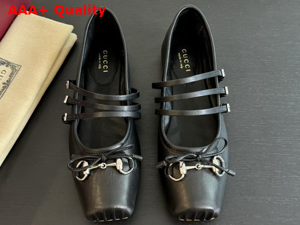 Gucci Womens Gucci Horsebit Ballet Flat in Black Leather 814318 Replica