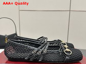 Gucci Womens Gucci Horsebit Ballet Flat in Black Mesh 835077 Replica