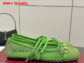 Gucci Womens Gucci Horsebit Ballet Flat in Green Mesh 835077 Replica