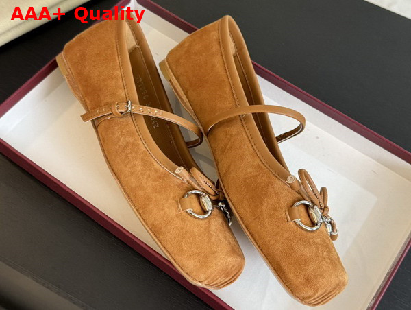 Gucci Womens Gucci Horsebit Ballet Flat in Light Brown Suede 814413 Replica