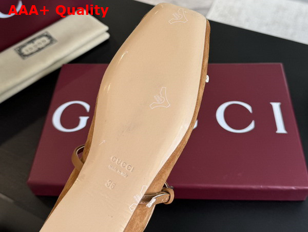 Gucci Womens Gucci Horsebit Ballet Flat in Light Brown Suede 814413 Replica