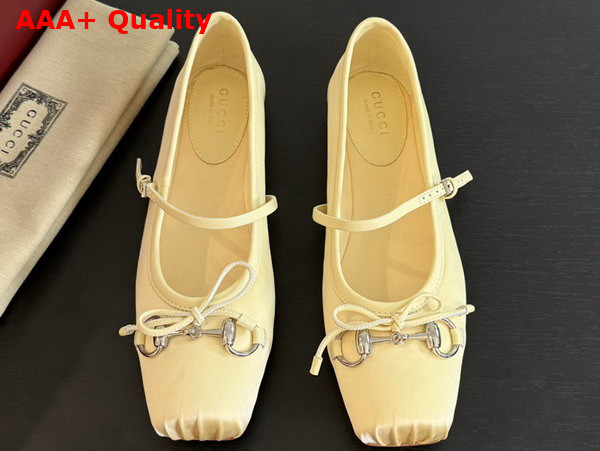 Gucci Womens Gucci Horsebit Ballet Flat in Light Yellow Stain 814321 Replica