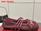 Gucci Womens Gucci Horsebit Ballet Flat in Rosso Ancora Red Mesh 835077 Replica