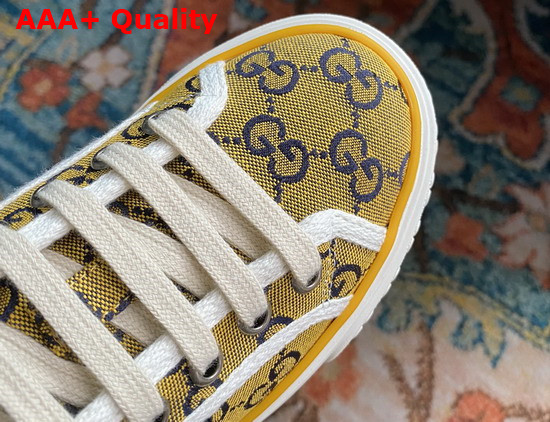 Gucci Womens Gucci Tennis 1977 GG Multicolor Sneaker Yellow and Blue Canvas 663680 Replica