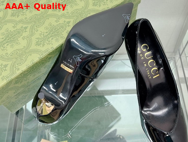 Gucci Womens High Heel Pump in Black Patent Leather 715145 Replica