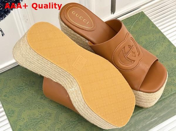 Gucci Womens Interlocking G Sandal in Brown Leather 817212 Replica