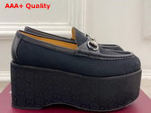 Gucci Womens Platform Loafer in Black Original GG Canvas Replica