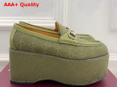 Gucci Womens Platform Loafer in Green Original GG Canvas Replica