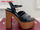 Gucci Womens Platform Sandal in Black Leather 835313 Replica