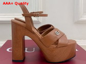 Gucci Womens Platform Sandal in Brown Leather 835313 Replica