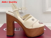 Gucci Womens Platform Sandal in White Leather 835313 Replica