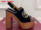 Gucci Womens Platform Sandal with Horsebit in Black Suede 834420 Replica