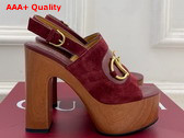 Gucci Womens Platform Sandal with Horsebit in Rosso Ancora Red Suede 834420 Replica