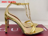 Gucci Womens Sandal with Bamboo in Gold Metallic Leather 836812 Replica
