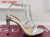 Gucci Womens Sandal with Bamboo in Silver Metallic Leather 836812 Replica