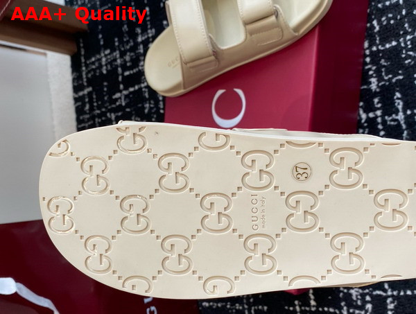 Gucci Womens Sandal with Crystals in Ivory Leather 816633 Replica