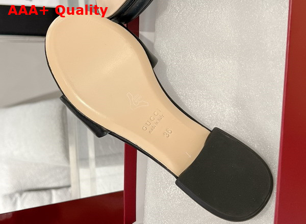 Gucci Womens Slide Sandal with Double G Black Leather Replica