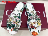 Gucci Womens Slide Sandal with Horsebit White and Multicolor Canvas with Floral Print 835828 Replica