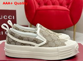 Gucci Womens Slip On Sneaker in Beige and Dark Brown Original GG Canvas 836059 Replica