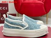 Gucci Womens Slip On Sneaker in Light Blue GG Denim 836059 Replica