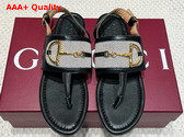 Gucci Womens Thong Sandal with Horsebit Black Leather 834431 Replica