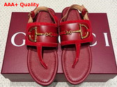 Gucci Womens Thong Sandal with Horsebit Gucci Rosso Ancora Red Suede 834431 Replica