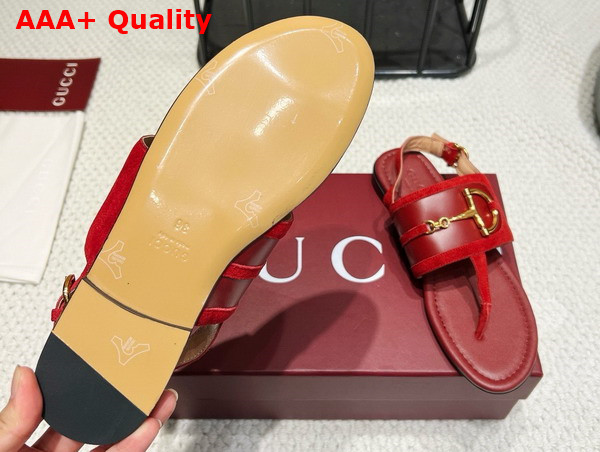 Gucci Womens Thong Sandal with Horsebit Gucci Rosso Ancora Red Suede 834431 Replica