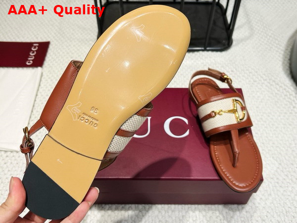 Gucci Womens Thong Sandal with Horsebit Light Brown Leather 834431 Replica