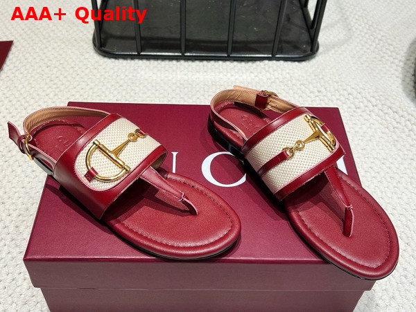 Gucci Womens Thong Sandal with Horsebit Rosso Ancora Red Leather 834431 Replica