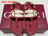 Gucci Womens Thong Sandal with Horsebit Rosso Ancora Red Leather 834431 Replica