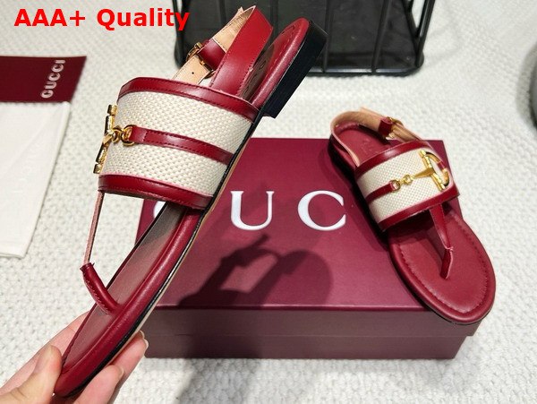 Gucci Womens Thong Sandal with Horsebit Rosso Ancora Red Leather 834431 Replica