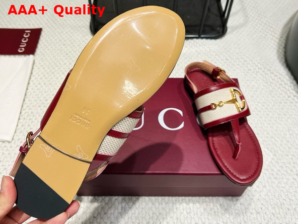 Gucci Womens Thong Sandal with Horsebit Rosso Ancora Red Leather 834431 Replica
