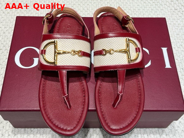 Gucci Womens Thong Sandal with Horsebit Rosso Ancora Red Leather 834431 Replica