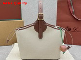 Loro Piana Bobbin Bucket Bag in Cotton Linen Natural and Caramel Replica