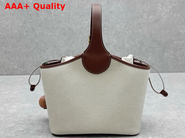 Loro Piana Bobbin Bucket Bag in Cotton Linen Natural and Caramel Replica