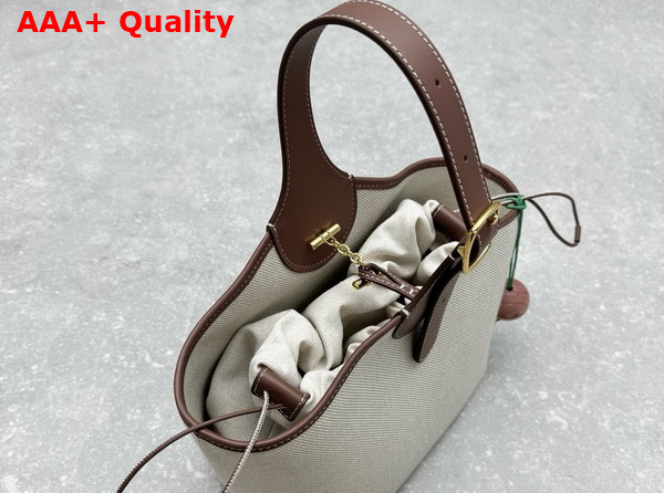 Loro Piana Bobbin Bucket Bag in Cotton Linen Natural and Caramel Replica