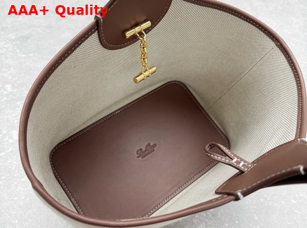 Loro Piana Bobbin Bucket Bag in Cotton Linen Natural and Caramel Replica