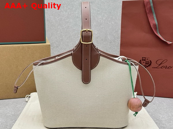 Loro Piana Bobbin Bucket Bag in Cotton Linen Natural and Caramel Replica