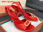 Loro Piana Olympia Heeled Sandal in Red Silk Viscose Replica